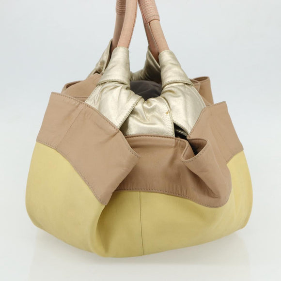 LOEWE Anagram Nappa Aire Hand Bag Leather Yellow Gold Auth bs35016A