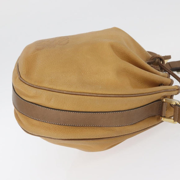LOEWE Anagram Purse Shoulder Bag Leather Yellow Gold Auth bs35017