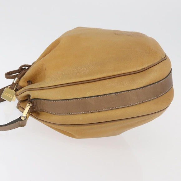 LOEWE Anagram Purse Shoulder Bag Leather Yellow Gold Auth bs35017
