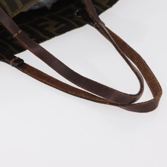 FENDI Zucca Canvas Tote Bag Black Brown Auth bs35018