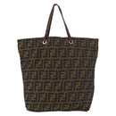 FENDI Zucca Canvas Tote Bag Black Brown Auth bs35018-13
