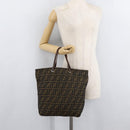FENDI Zucca Canvas Tote Bag Black Brown Auth bs35018-22