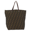FENDI Zucca Canvas Tote Bag Black Brown Auth bs35018-2