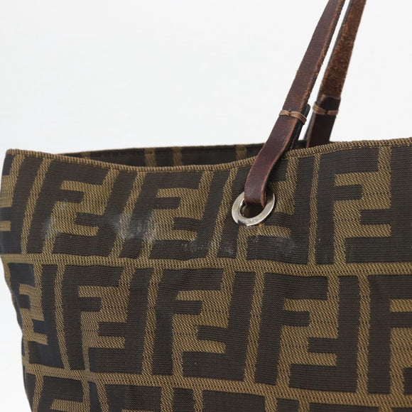 FENDI Zucca Canvas Tote Bag Black Brown Auth bs35018