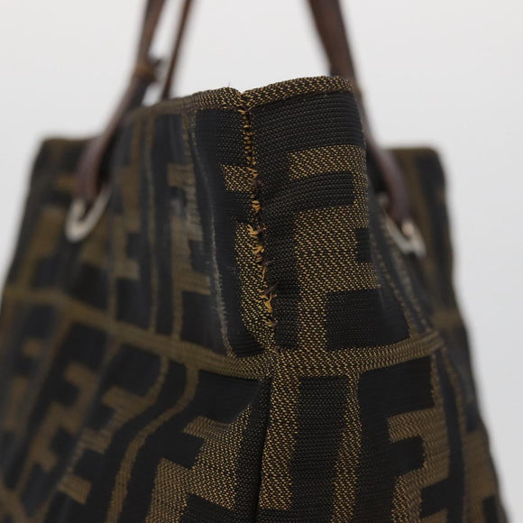 FENDI Zucca Canvas Tote Bag Black Brown Auth bs35018