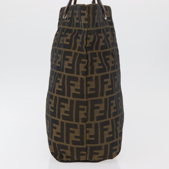 FENDI Zucca Canvas Tote Bag Black Brown Auth bs35018