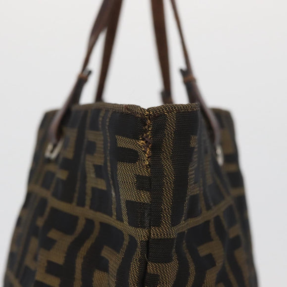 FENDI Zucca Canvas Tote Bag Black Brown Auth bs35018