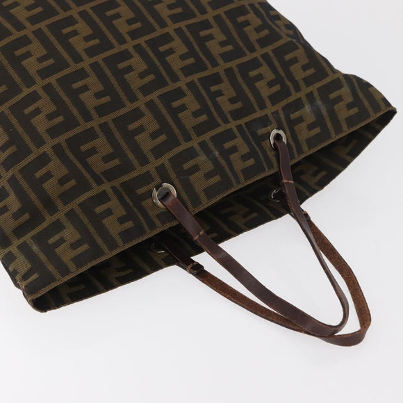 FENDI Zucca Canvas Tote Bag Black Brown Auth bs35018