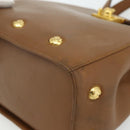 Salvatore Ferragamo Tote Bag Leather Brown Gold Auth bs35019-10