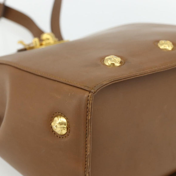 Salvatore Ferragamo Tote Bag Leather Brown Gold Auth bs35019