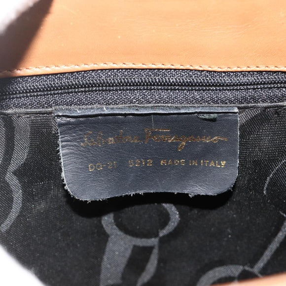 Salvatore Ferragamo Tote Bag Leather Brown Gold Auth bs35019