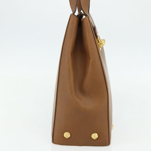 Salvatore Ferragamo Tote Bag Leather Brown Gold Auth bs35019