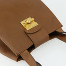 Salvatore Ferragamo Tote Bag Leather Brown Gold Auth bs35019-6