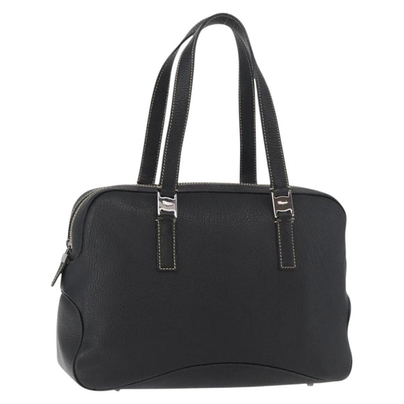 Salvatore Ferragamo Vala Tote Bag Leather Black Silver Auth bs35020