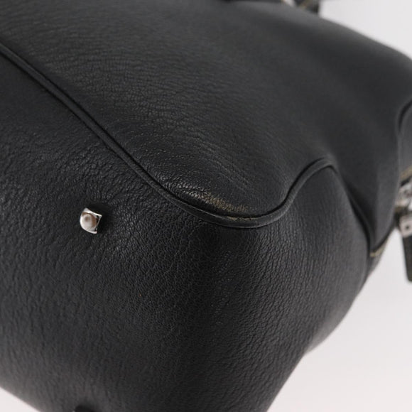 Salvatore Ferragamo Vala Tote Bag Leather Black Silver Auth bs35020