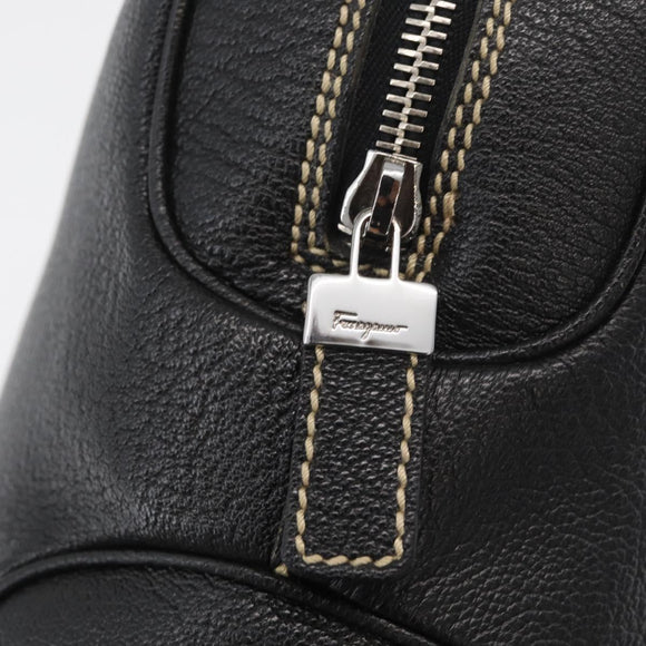 Salvatore Ferragamo Vala Tote Bag Leather Black Silver Auth bs35020