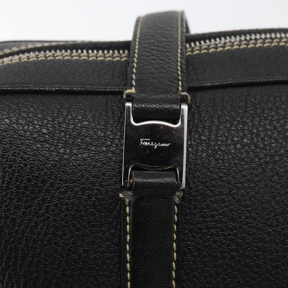 Salvatore Ferragamo Vala Tote Bag Leather Black Silver Auth bs35020