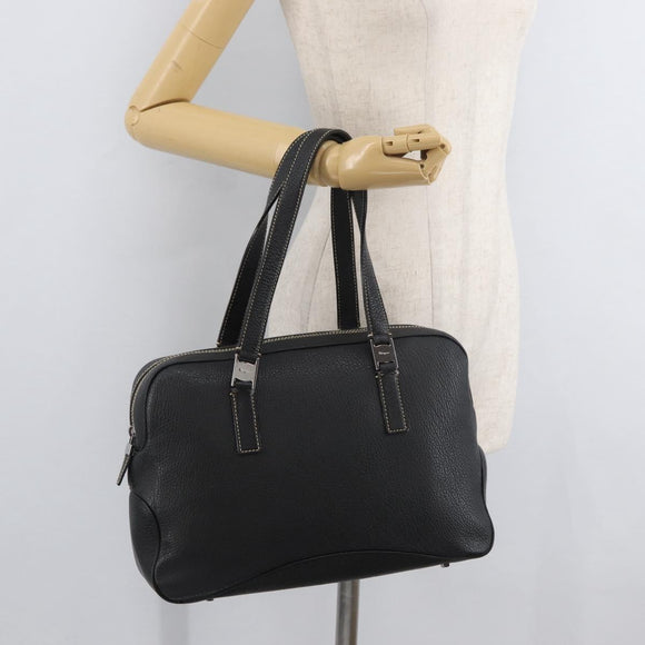 Salvatore Ferragamo Vala Tote Bag Leather Black Silver Auth bs35020
