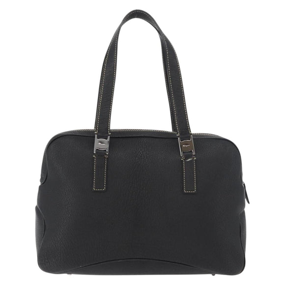 Salvatore Ferragamo Vala Tote Bag Leather Black Silver Auth bs35020
