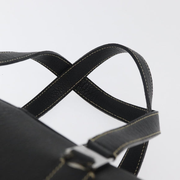 Salvatore Ferragamo Vala Tote Bag Leather Black Silver Auth bs35020