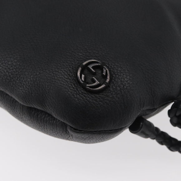 GUCCI Shoulder Bag Leather Black Silver 268244 Auth bs35022