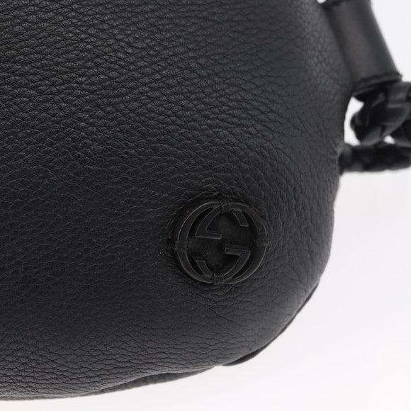 GUCCI Shoulder Bag Leather Black Silver 268244 Auth bs35022