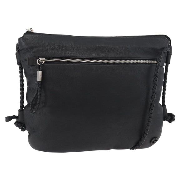 GUCCI Shoulder Bag Leather Black Silver 268244 Auth bs35022