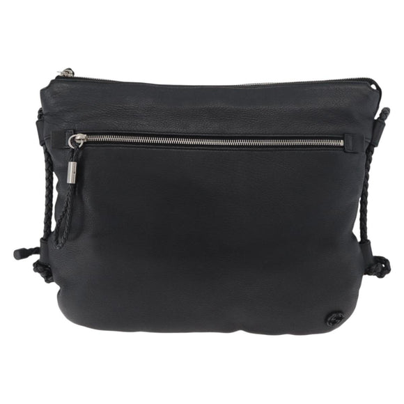 GUCCI Shoulder Bag Leather Black Silver 268244 Auth bs35022