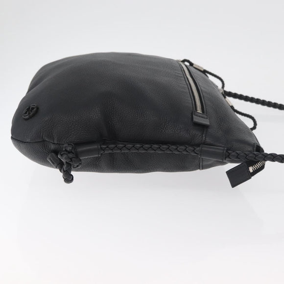 GUCCI Shoulder Bag Leather Black Silver 268244 Auth bs35022