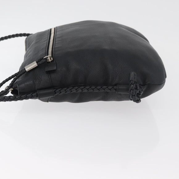 GUCCI Shoulder Bag Leather Black Silver 268244 Auth bs35022