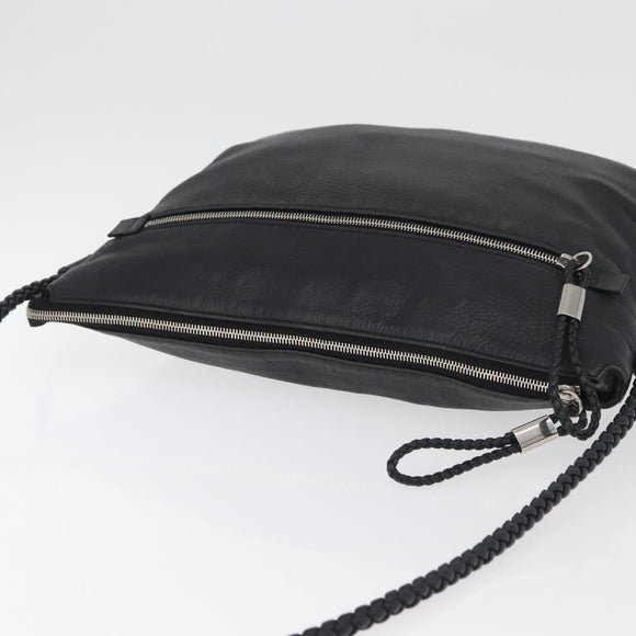 GUCCI Shoulder Bag Leather Black Silver 268244 Auth bs35022