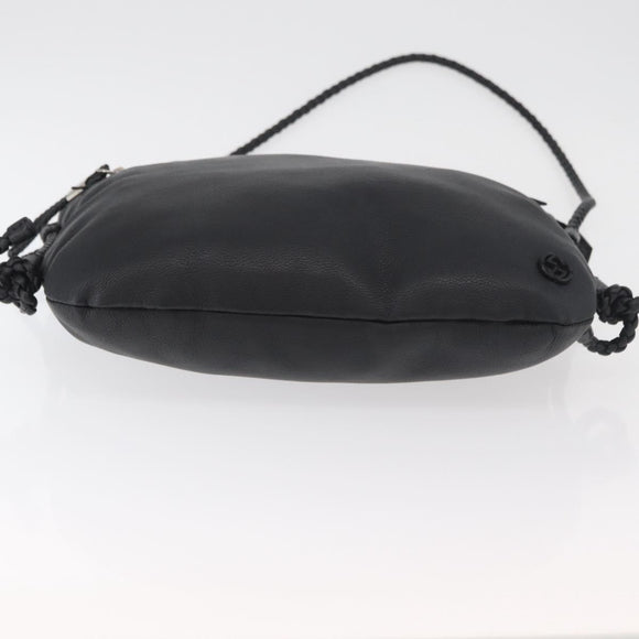 GUCCI Shoulder Bag Leather Black Silver 268244 Auth bs35022