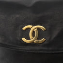 CHANEL Pouch Coated Canvas Black Gold CC Auth bs35024-8