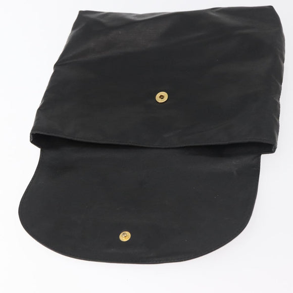 CHANEL Pouch Coated Canvas Black Gold CC Auth bs35024