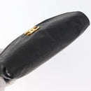 CHANEL Pouch Coated Canvas Black Gold CC Auth bs35024-5