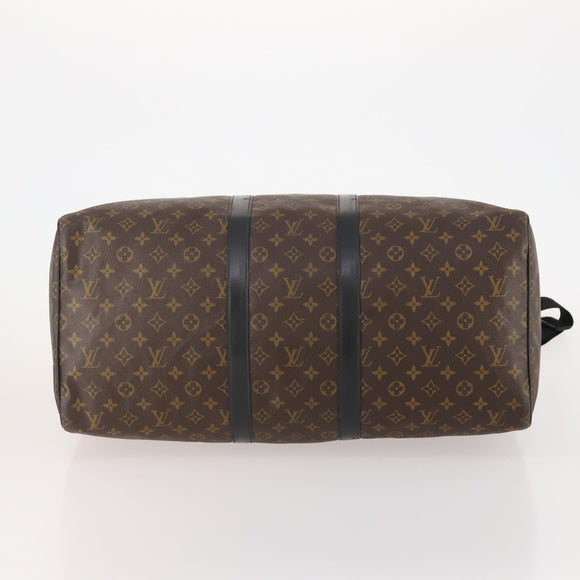 LOUIS VUITTON Monogram Macassar Keepall Bandouliere 55 Bag M56714 Auth bs35027