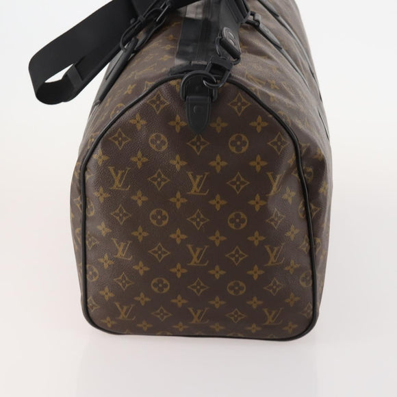 LOUIS VUITTON Monogram Macassar Keepall Bandouliere 55 Bag M56714 Auth bs35027