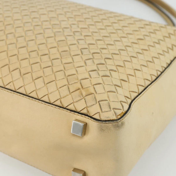 BOTTEGA VENETA INTRECCIATO Tote Bag Leather Beige Silver Auth bs35029A