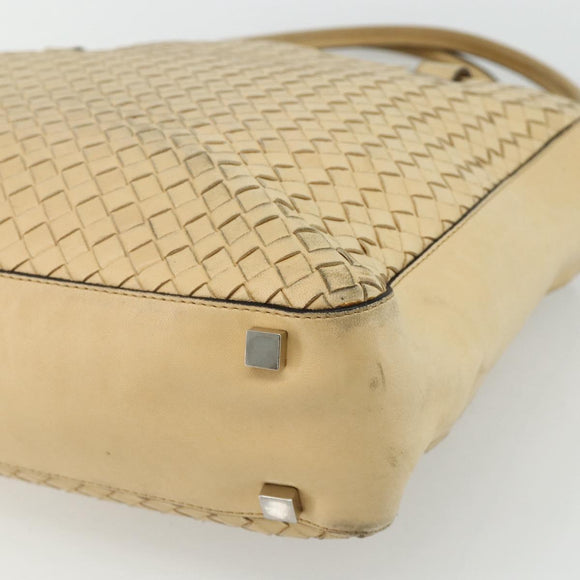BOTTEGA VENETA INTRECCIATO Tote Bag Leather Beige Silver Auth bs35029A