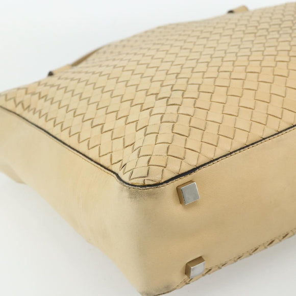 BOTTEGA VENETA INTRECCIATO Tote Bag Leather Beige Silver Auth bs35029A