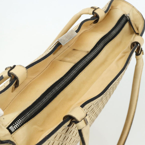BOTTEGA VENETA INTRECCIATO Tote Bag Leather Beige Silver Auth bs35029A
