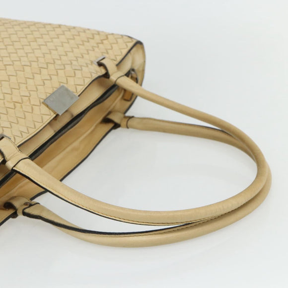 BOTTEGA VENETA INTRECCIATO Tote Bag Leather Beige Silver Auth bs35029A