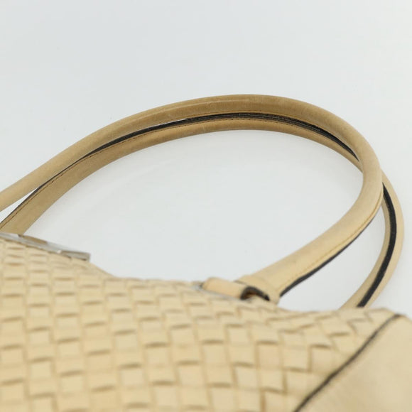 BOTTEGA VENETA INTRECCIATO Tote Bag Leather Beige Silver Auth bs35029A