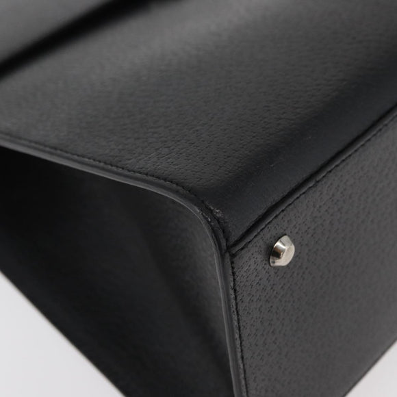 BURBERRY Hand Bag Leather Black Silver Auth bs35033A