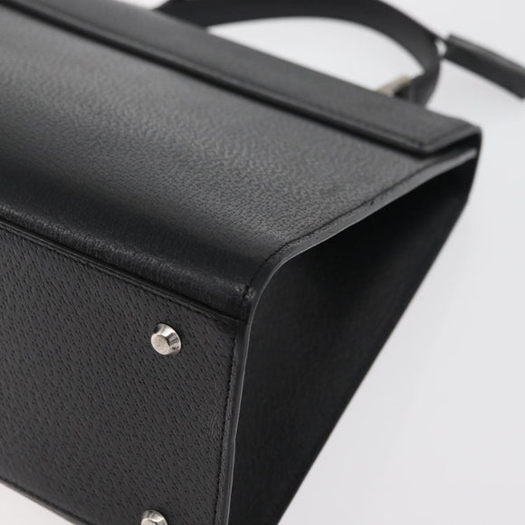 BURBERRY Hand Bag Leather Black Silver Auth bs35033A