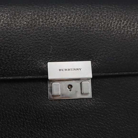 BURBERRY Hand Bag Leather Black Silver Auth bs35033A