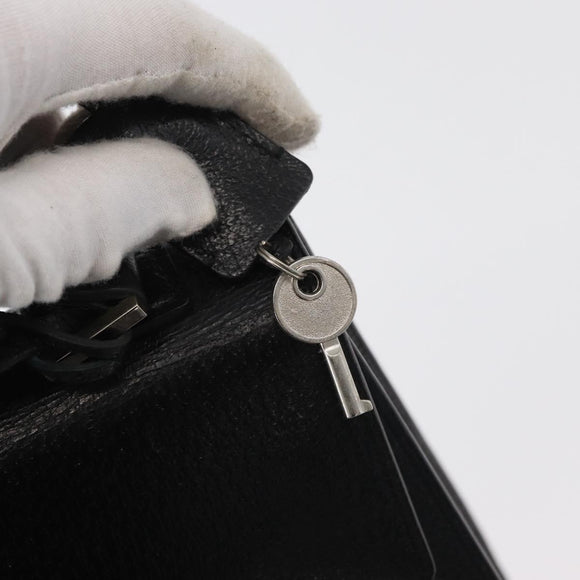 BURBERRY Hand Bag Leather Black Silver Auth bs35033A
