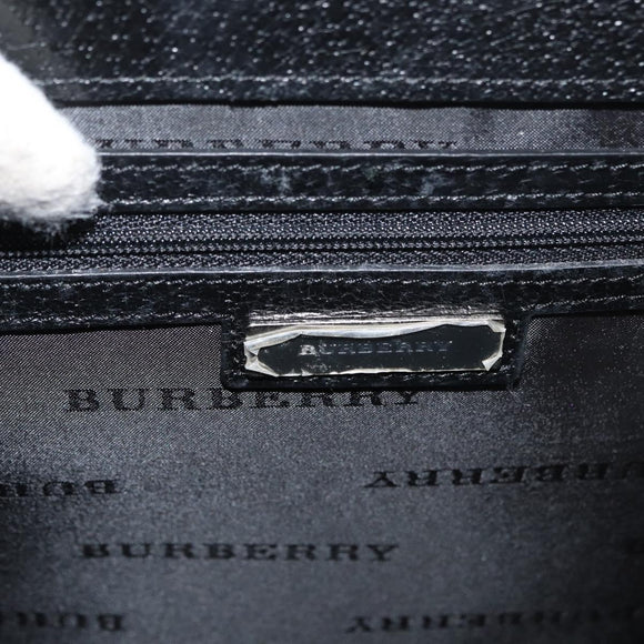 BURBERRY Hand Bag Leather Black Silver Auth bs35033A