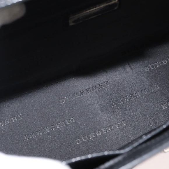BURBERRY Hand Bag Leather Black Silver Auth bs35033A