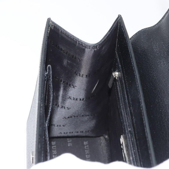 BURBERRY Hand Bag Leather Black Silver Auth bs35033A